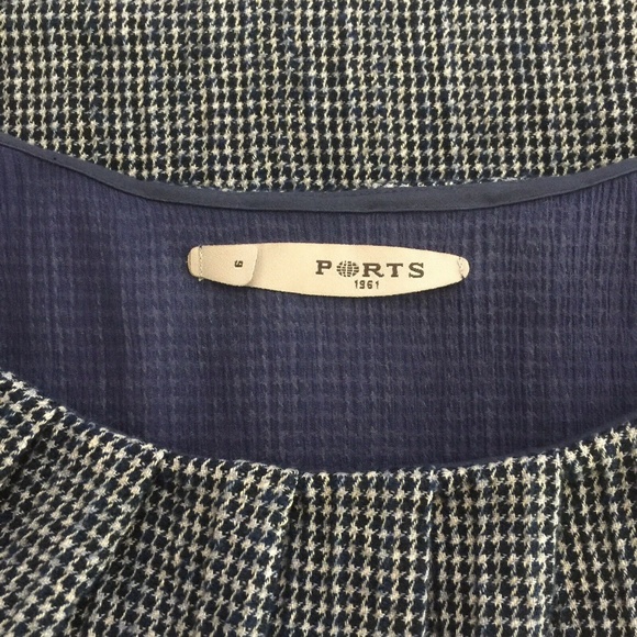 PORTS 1961 Dress Shift Wool Navy White Houdstooth - Picture 8 of 8